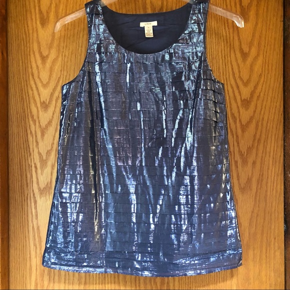 J.CREW Metallic Pleated Tiered Tank 0 - Picture 8 of 11